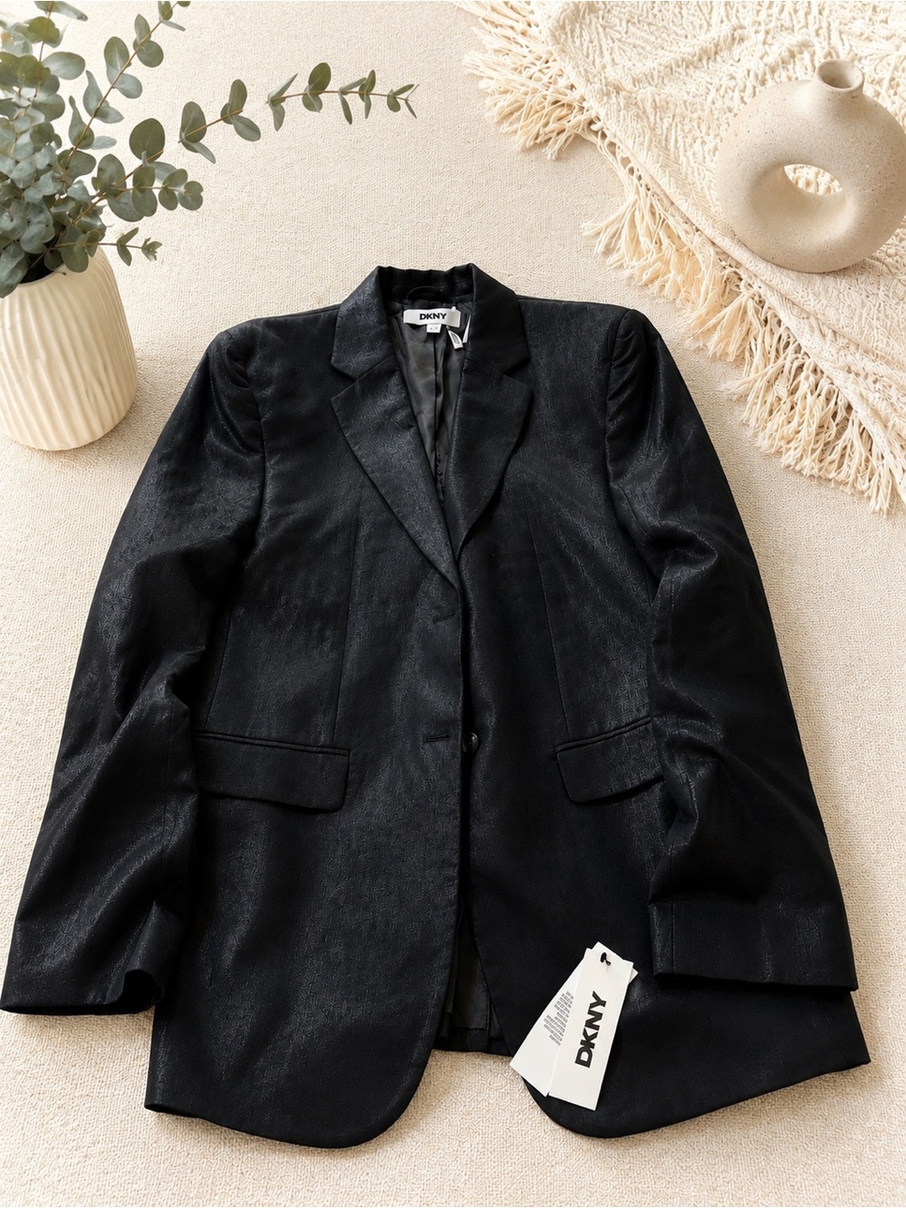 DKNY Black Satin Blazer Jacket